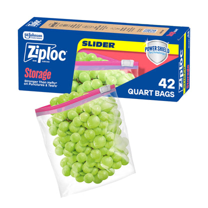 Ziploc Quart Food Storage Slider Bags, 42 Count