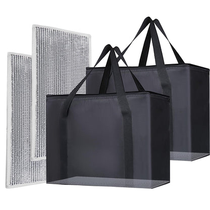 Bodaon Insulated Food Delivery Bag, XXXL Reusable Warming Bag, Black, 1Pk