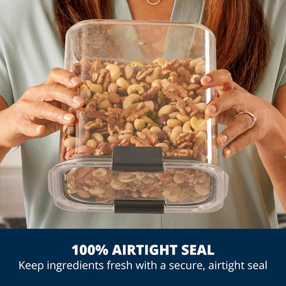 Rubbermaid Brilliance BPA-Free Food Storage Containers with Lids Airtight Kitchen and Pantry Organization Set Includes 3 Containers and Scoops Clear 16 cups