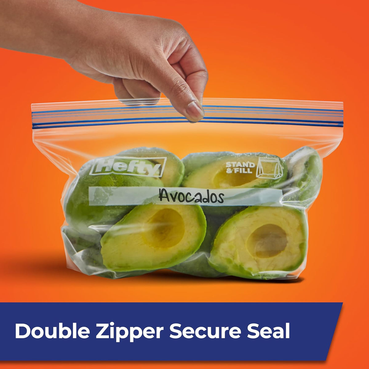 Hefty Press to Close Freezer Bags, Half Gallon Size, 20ct