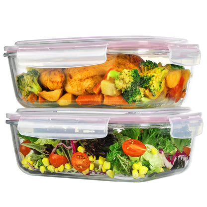 Vtopmart 2Pack 1860ml/63oz Large Glass Storage Containers With Lids, Grey