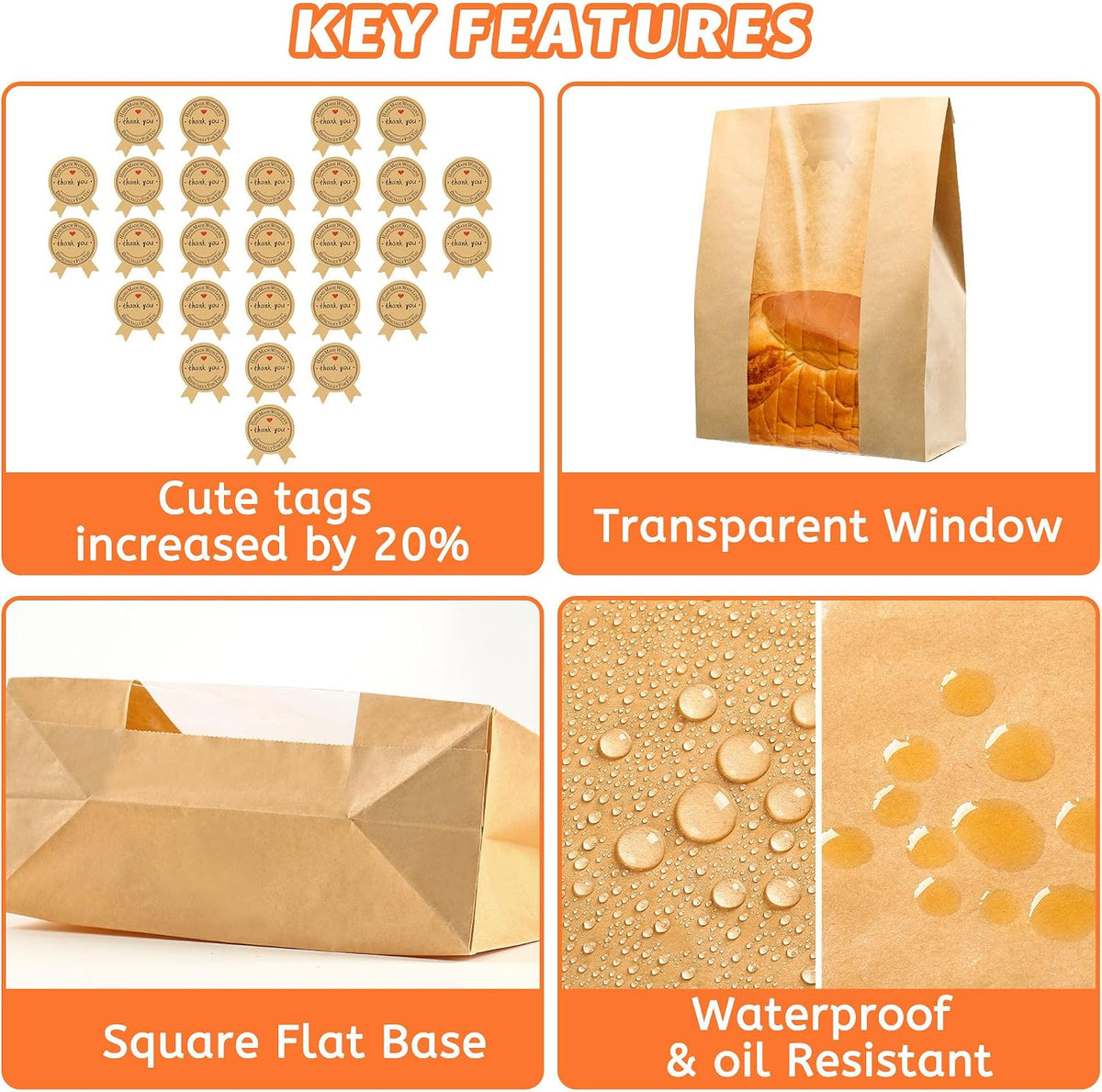 50 Pcs Bread Bags for Homemade Bread 50% Thicker With Window Sourdough Bags