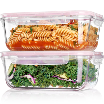 Vtopmart 2Pack 1860ml/63oz Large Glass Storage Containers With Lids, Grey