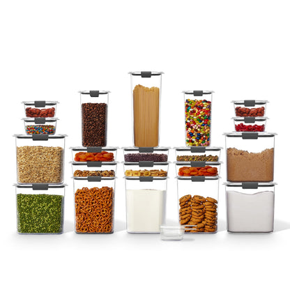 Rubbermaid Brilliance BPA-Free Food Storage Containers with Lids Airtight Kitchen and Pantry Organization Set Includes 3 Containers and Scoops Clear 16 cups