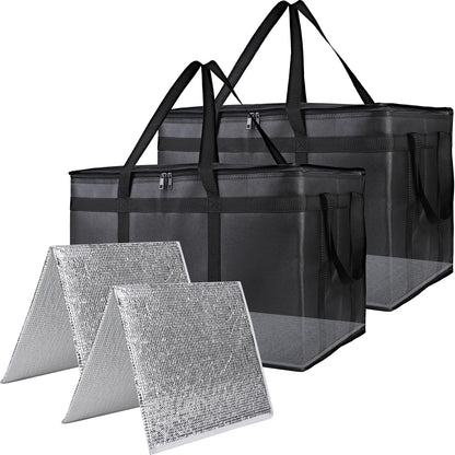 Bodaon Insulated Food Delivery Bag, XXXL Reusable Warming Bag, Black, 1Pk