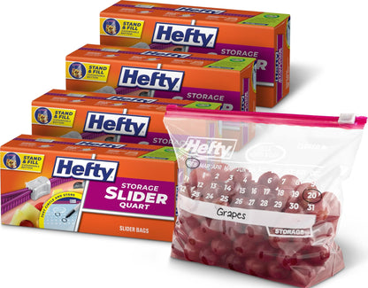 Hefty Calendar Slider Storage Bags, Half Gallon Size, 4pk, 32ct (128 Total)