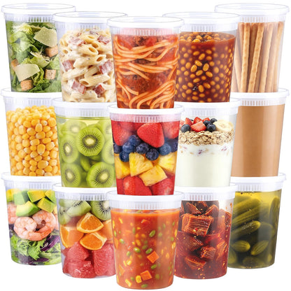 BYSNOW 60 Sets Deli Containers with Lids - 32/16/8 oz, 20 of Each Size