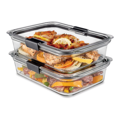 Rubbermaid Brilliance Glass Food Storage Containers, 3.2 Cup, Set of 4, BPA-Free, Leak-Proof, Clear