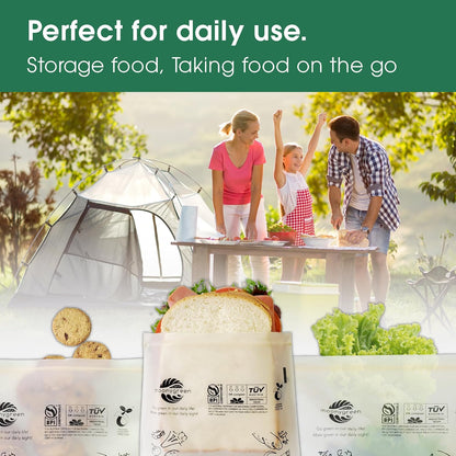 Compostable Food Storage Bags, Large Gallon Resealable Freezer Bags, 50 Count, 10.5 x 10.6 inches, PFAS & BPA FREE, Certified US BPI ASTM D6400 Europe OK Compost