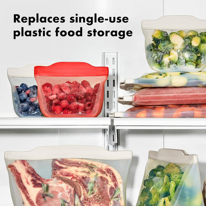 OXO Good Grips Silicone Reusable Bag - Stand-Up Quart (32 oz), Oat