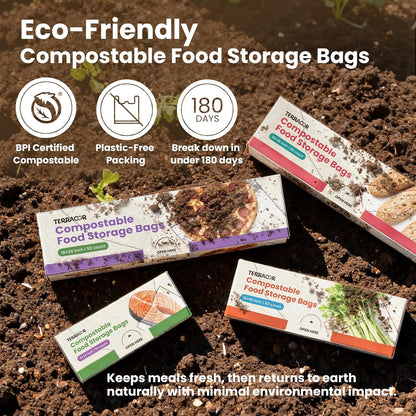 9 * 14''Compostable Food Storage Bags Freezer and Leak Proof for Bread, Dough, Injera, Fruit,Veg