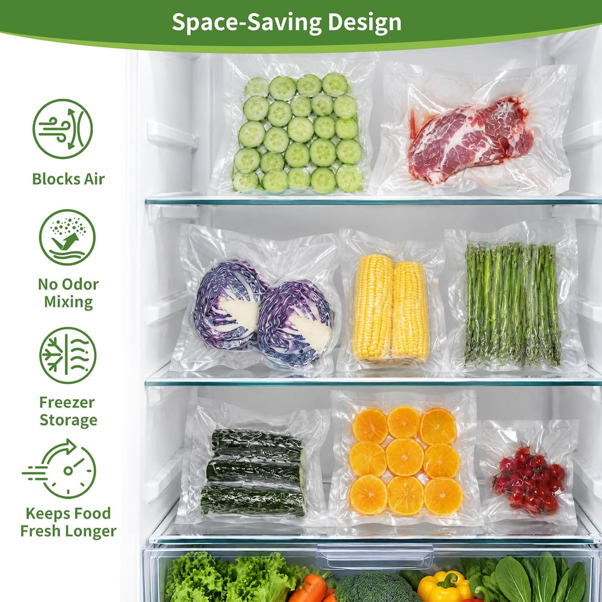 O2frepak Quart 8"x12" Vacuum Sealer Bags 400ct for Food Storage