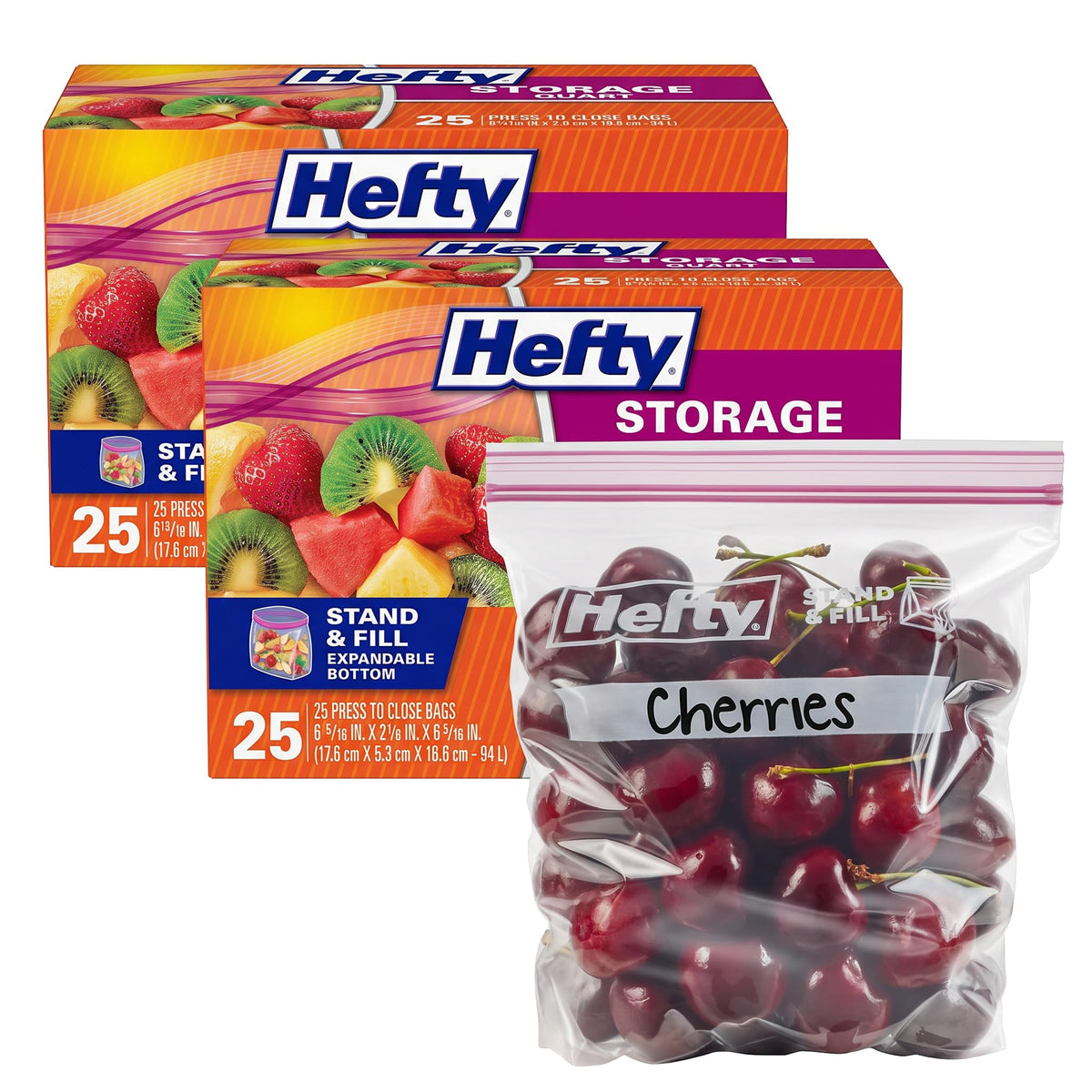 Hefty Press to Close Food Storage Bags, Gallon Size, 20ct