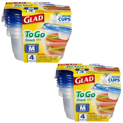 Glad GladWare XL Square Food Storage Containers, 104 Oz, 3 Count