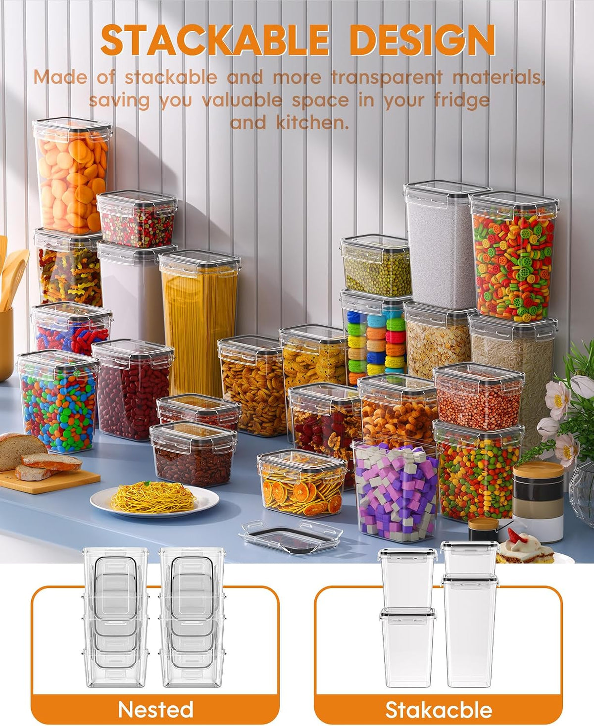 KEMETHY Airtight Food Storage Containers with Lids, 24 PCS, BPA-free
