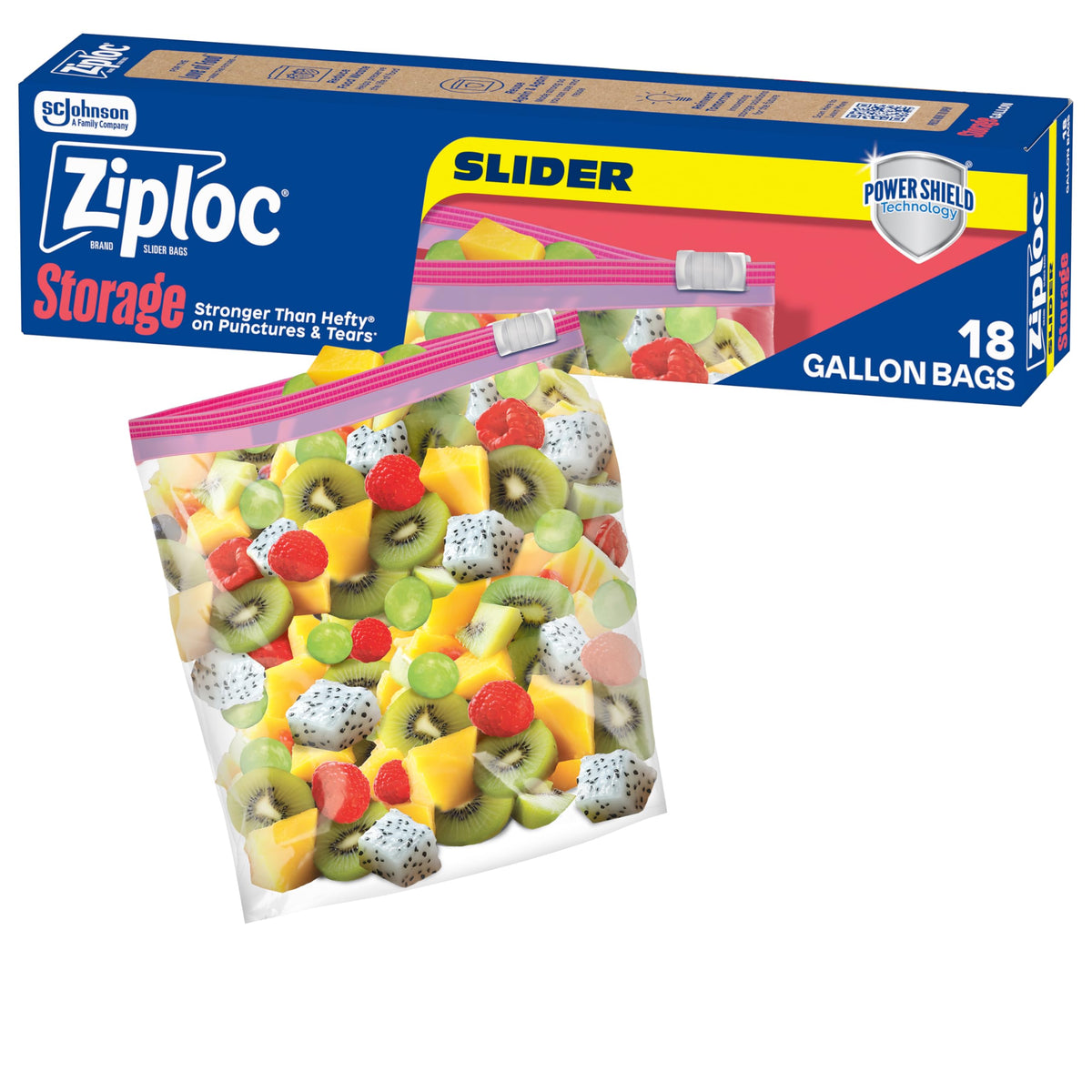 Ziploc Slider Storage Bags with New Power Shield Technology, For Food, Sandwich, Organization and More, Gallon, 26 Count, Pack of 4 (104 Total Bags)