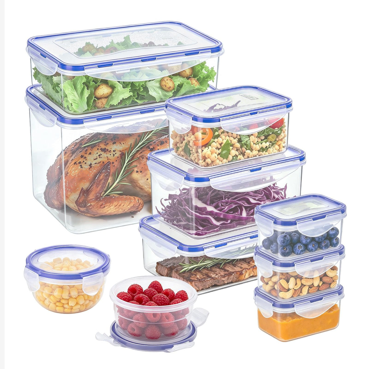 KIGI Food Storage Containers Set, Set of 10 (0.7-17.7 Cup)