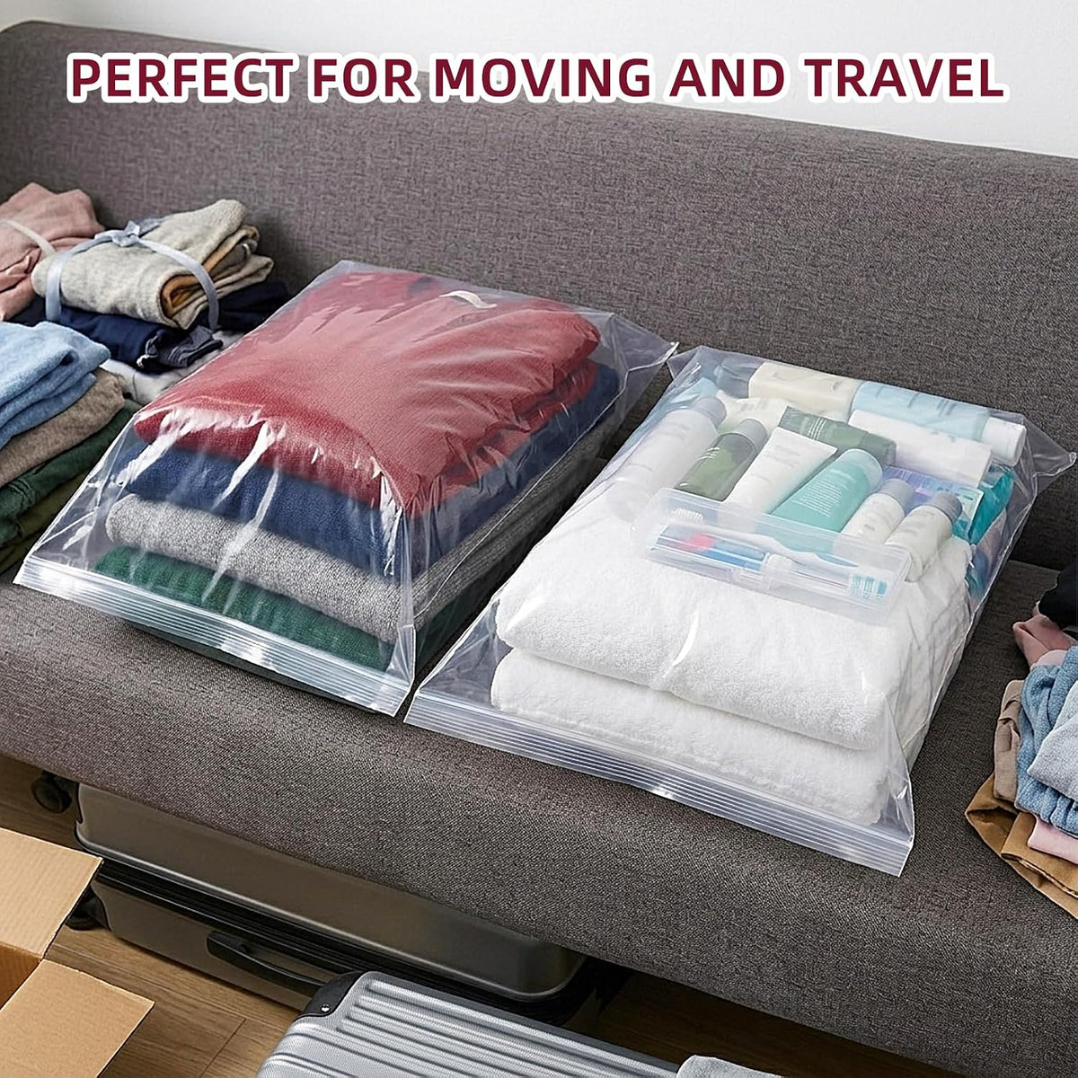 Yotelab Large 5 Gallon Plastic Zipper Storage Bags, 18x24 Inch, 12Pcs