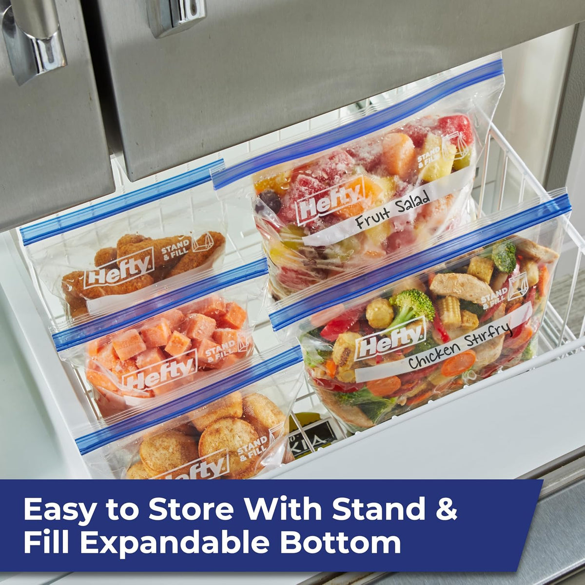 Hefty Press to Close Freezer Bags, Half Gallon Size, 20ct