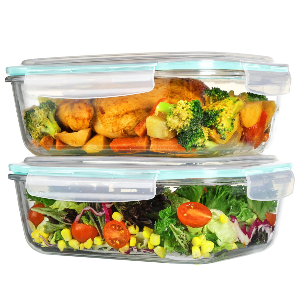 Vtopmart 2Pack 1860ml/63oz Large Glass Storage Containers With Lids, Grey