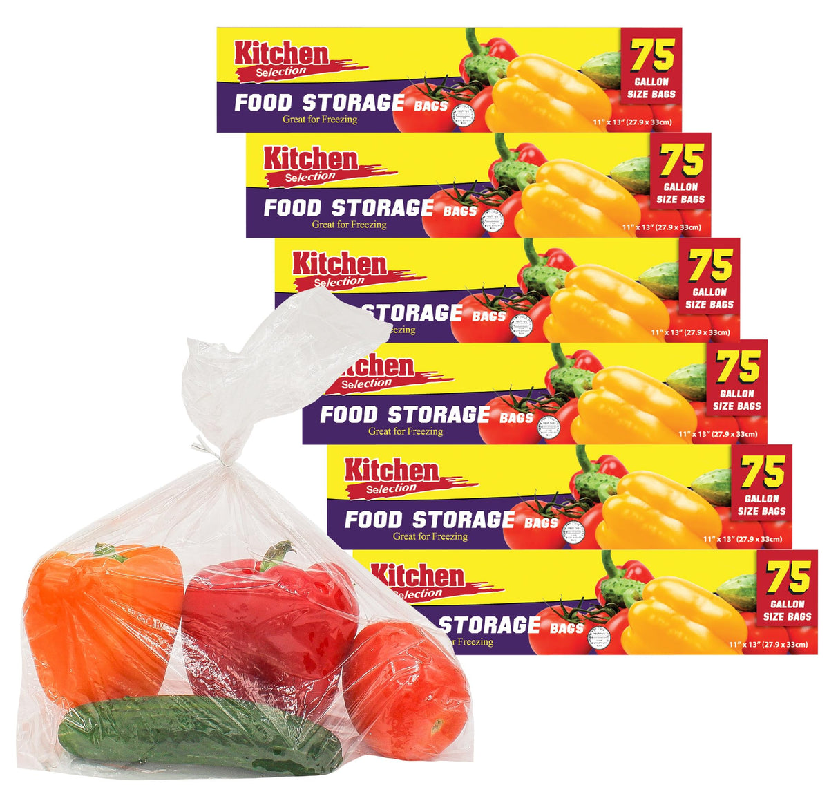 PARTY BARGAINS 1 Gallon Food Storage Bags with Twist-Ties, 11" x 13" (225 Count) – Heavy Duty Plastic Food Saver Bags for Kitchen, Meal Prep, Freezer & Pantry Organization