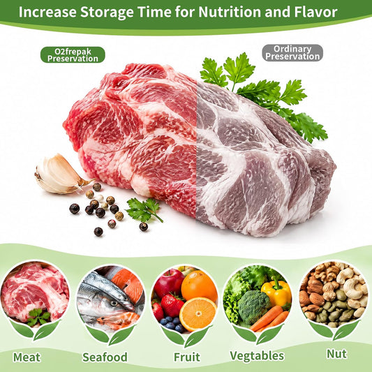 O2frepak Quart 8"x12" Vacuum Sealer Bags 400ct for Food Storage