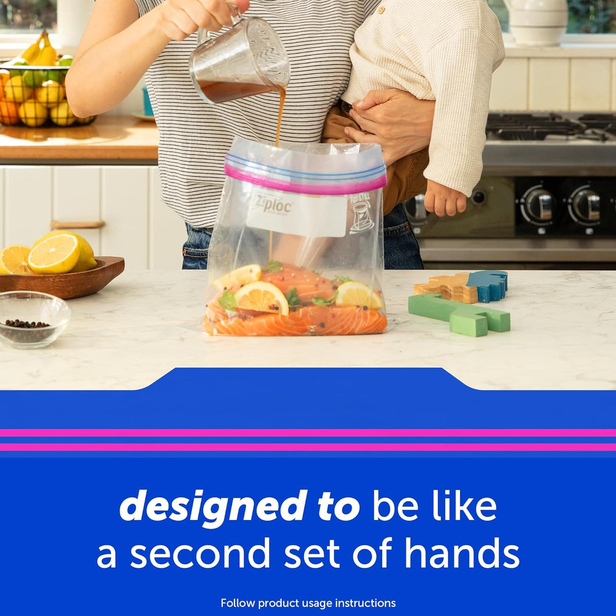Ziploc Gallon Food Storage Bags, Stay Open Design with Stand-Up Bottom, Easy to Fill, 75 Count
