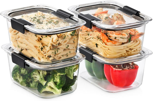 Rubbermaid Brilliance BPA Free Airtight Food Storage Containers with Lids, Set of 4 (4.7 Cup) Ideal for Lunch, Meal Prep, and Leftovers