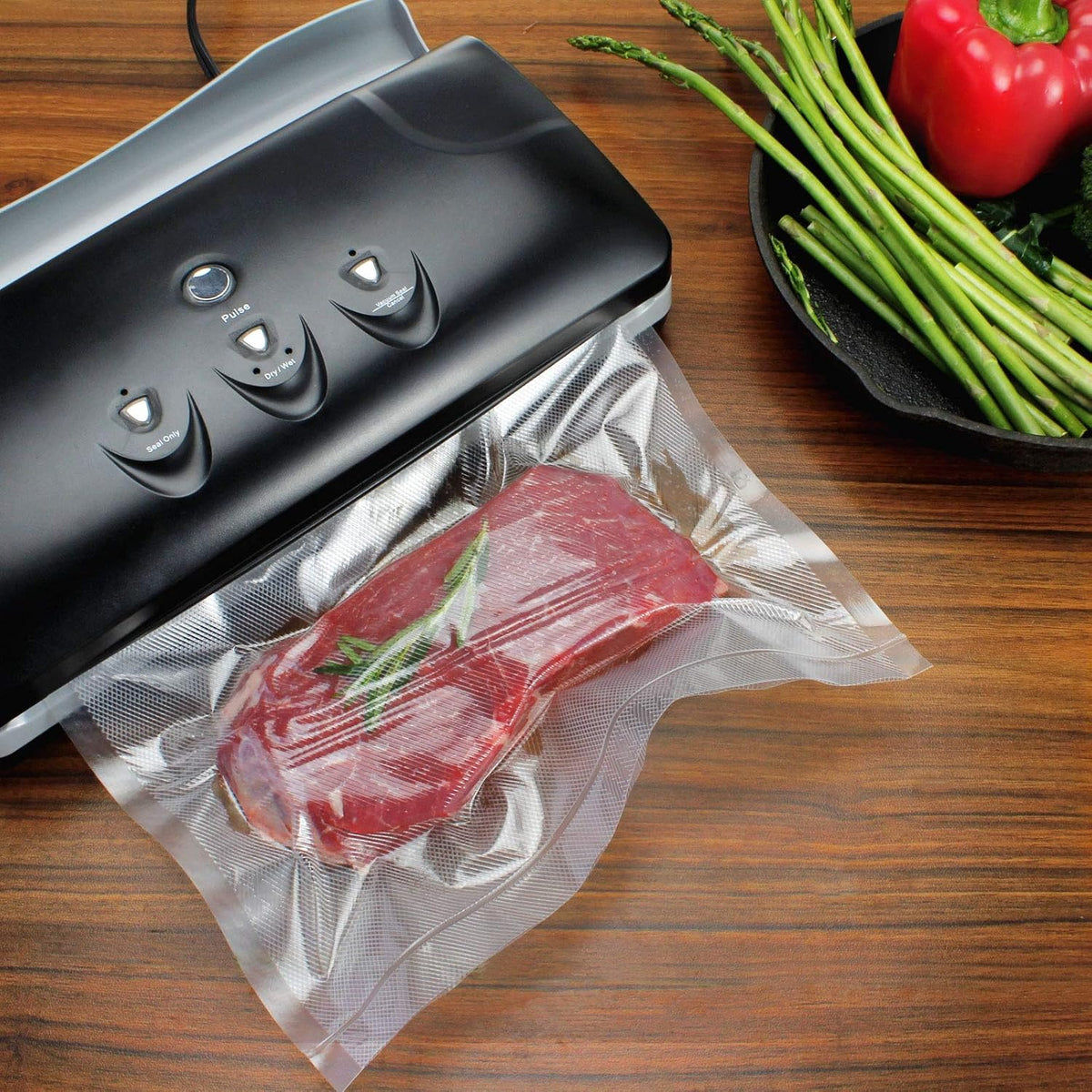 Vacuum Sealer Bags Rolls Compatible with FoodSaver 4-Pack 11" x 25' Vacuum Seal Rolls Fit Inside Machine Double-Side Embossed BPA-Free Bags for Sous Vide or Food Storage (Total 100 Feet)