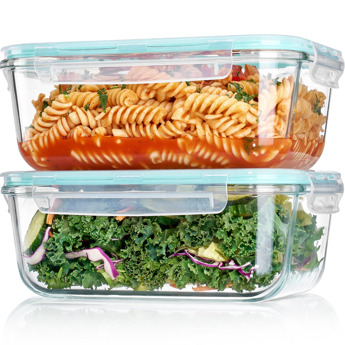 Vtopmart 2Pack 1860ml/63oz Large Glass Storage Containers With Lids, Grey
