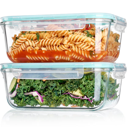 Vtopmart 2Pack 1860ml/63oz Large Glass Storage Containers With Lids, Grey