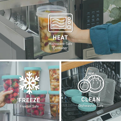 Bentgo Prep - 20 Piece 32 fl oz Leak-Proof Deli Containers with Lids, Food Storage for Meal Prep, Twist-Top, Reusable, PFAS & BPA-Free, Stackable, Microwave, Freezer & Dishwasher Safe (Aqua Splash)
