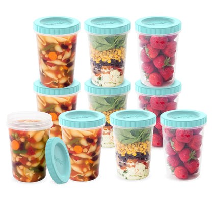 Bentgo Prep - 20 Piece 32 fl oz Leak-Proof Deli Containers with Lids, Food Storage for Meal Prep, Twist-Top, Reusable, PFAS & BPA-Free, Stackable, Microwave, Freezer & Dishwasher Safe (Aqua Splash)