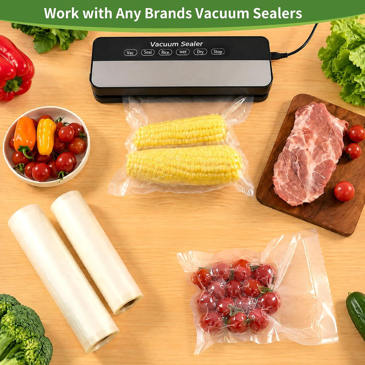 O2frepak Quart 8"x12" Vacuum Sealer Bags 400ct for Food Storage