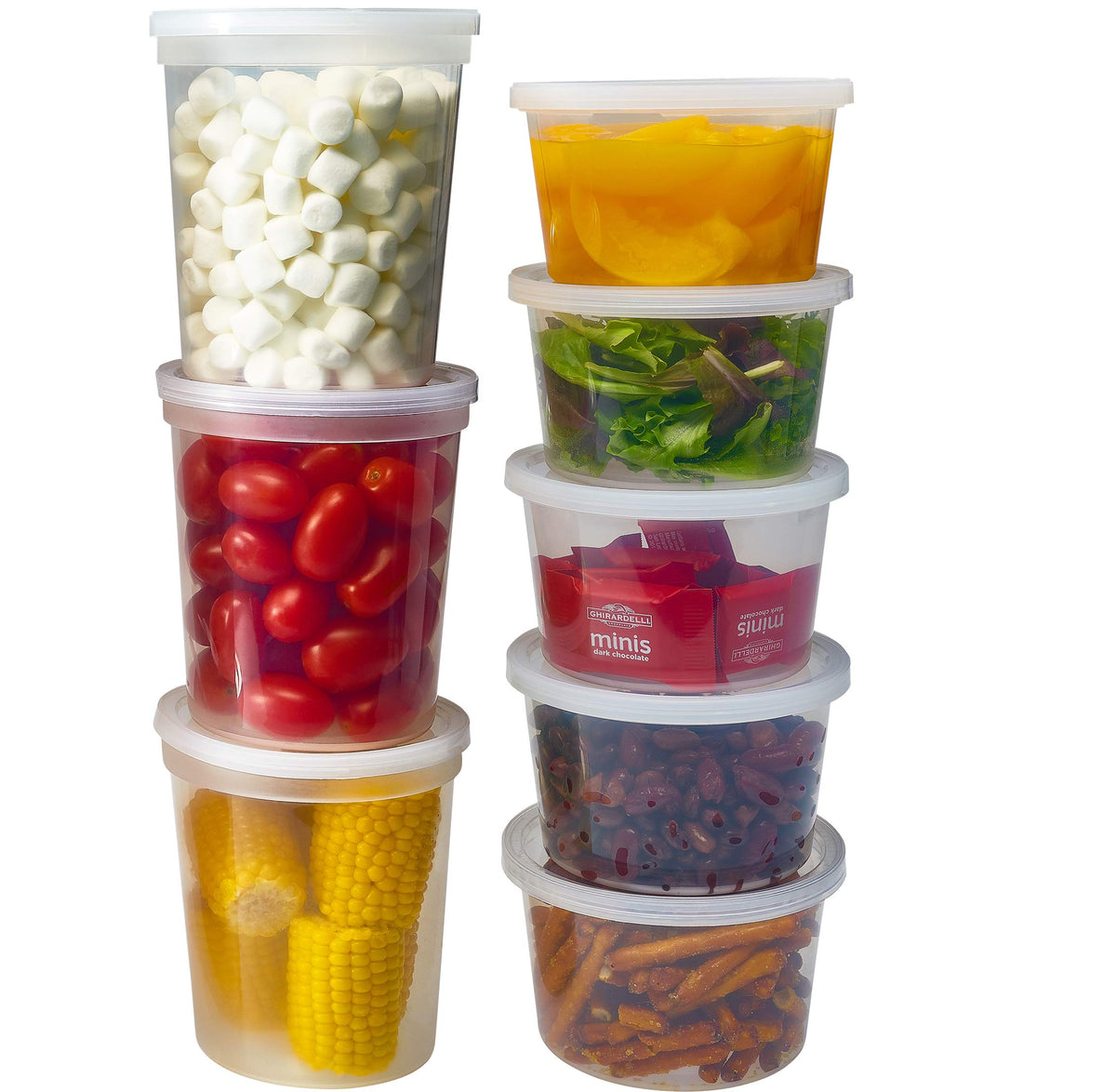 DuraHome - Deli food Storage Containers with Lids 32 oz, Quart Pack of 24 Leak-proof Freezer Safe Microwaveable Soup Storage Container - Clear Plastic Premium Quality