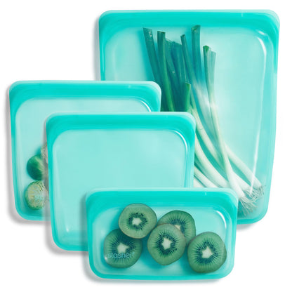 Stasher Premium Reusable Silicone Food Storage Bags, 4-Pack, Clear