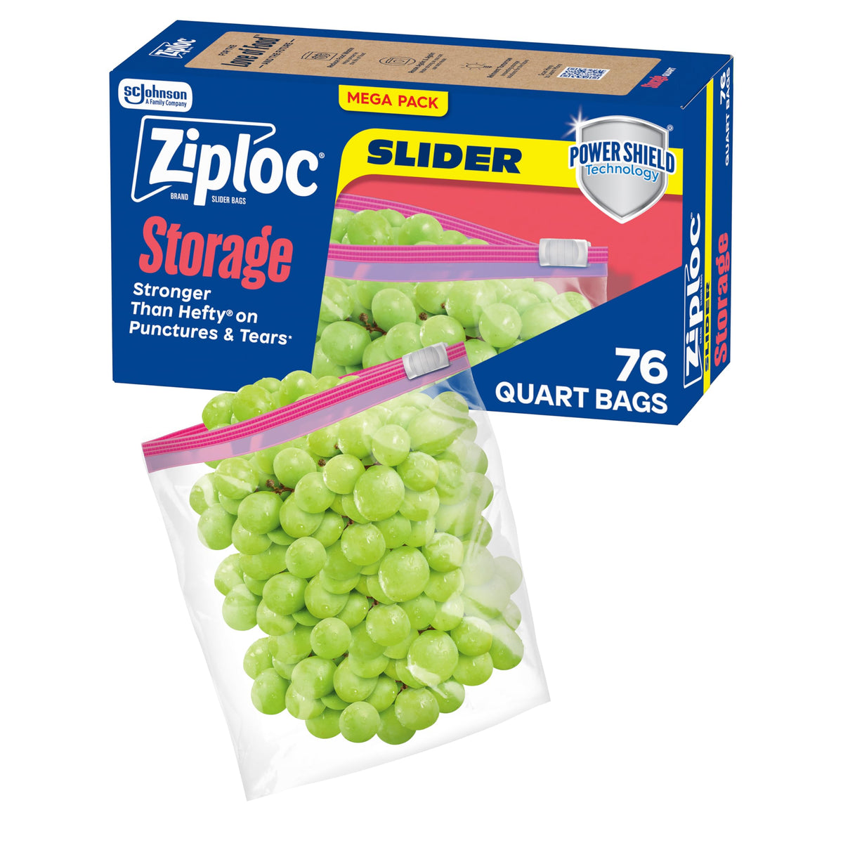 Ziploc Quart Food Storage Slider Bags, 42 Count