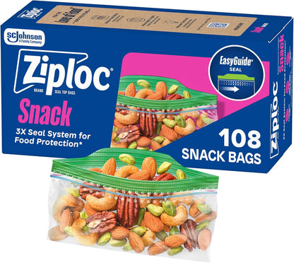 Ziploc Snack Bags, Food Storage, Easy Open & Close, 108 Count