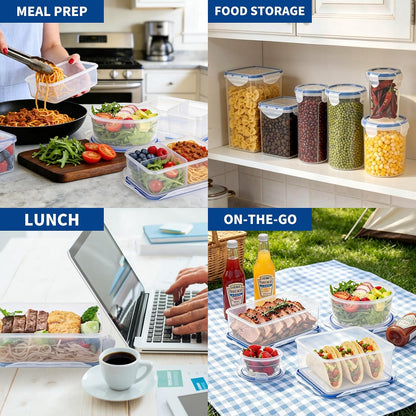 KIGI Food Storage Container Set, Airtight, Stackable, 0.7-8.3 Cup, 8 Pack