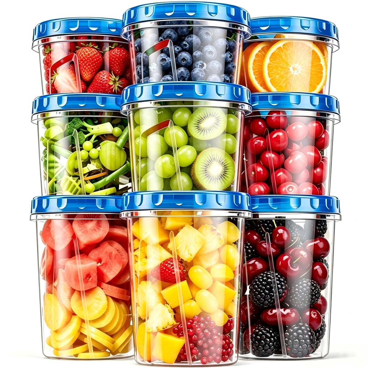HOMETALL Freezer Storage Containers, [12 Pack-16 Oz] Airtight Plastic