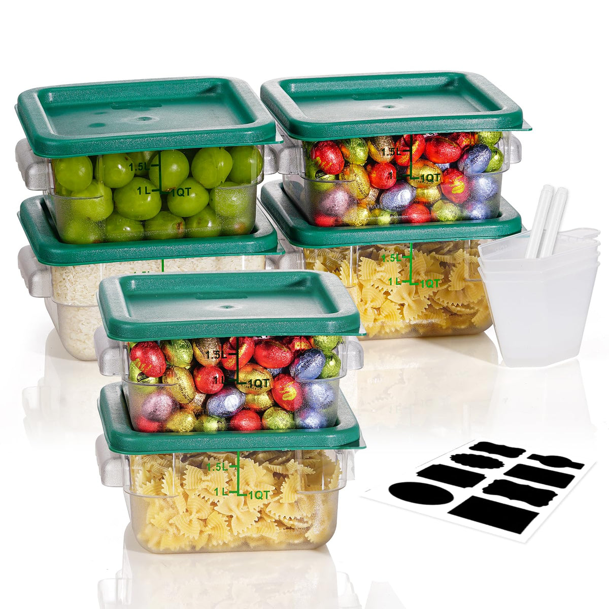 4QT 4PCS NSF Commercial Clear Food Storage Containers with Lids(RED)