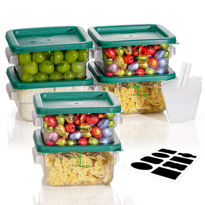 4QT 4PCS NSF Commercial Clear Food Storage Containers with Lids(RED)