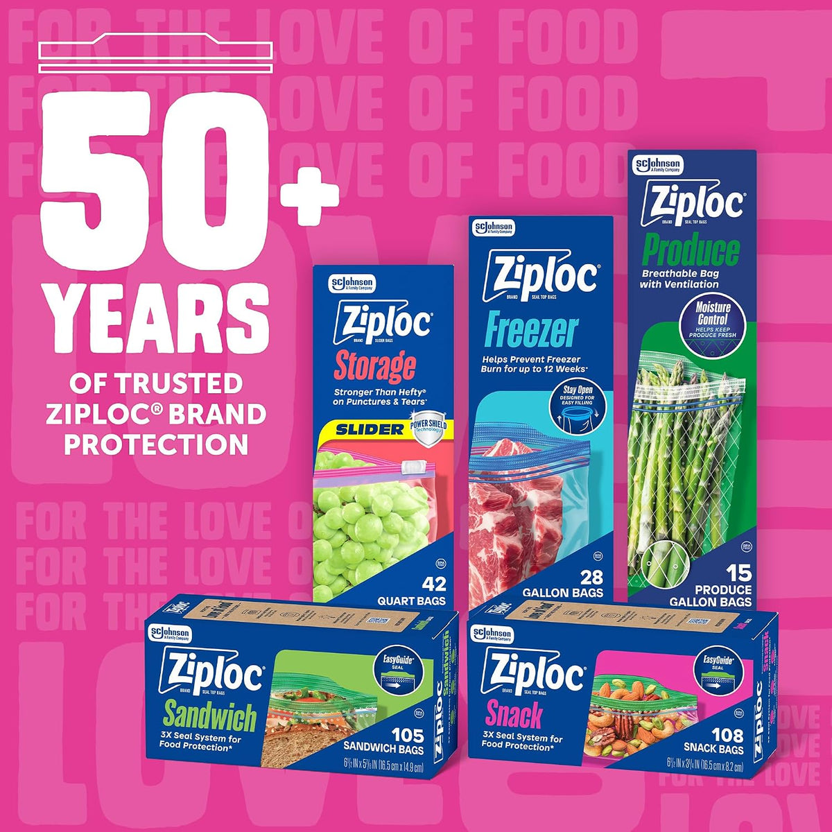 Ziploc Snack Bags, Food Storage, Easy Open & Close, 108 Count