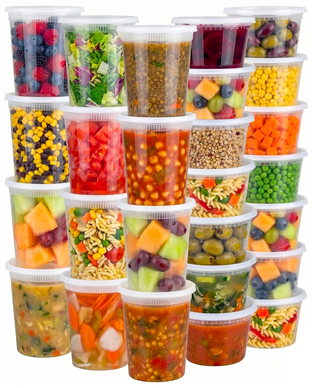 48 Sets Plastic Food Storage Deli Containers w/ Lids 16oz Pint & 32oz Quart