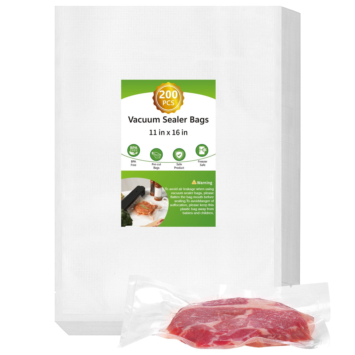 Vacuum Sealer Bags for Food Storage, 150pcs Precut Pint, Quart & Gallon