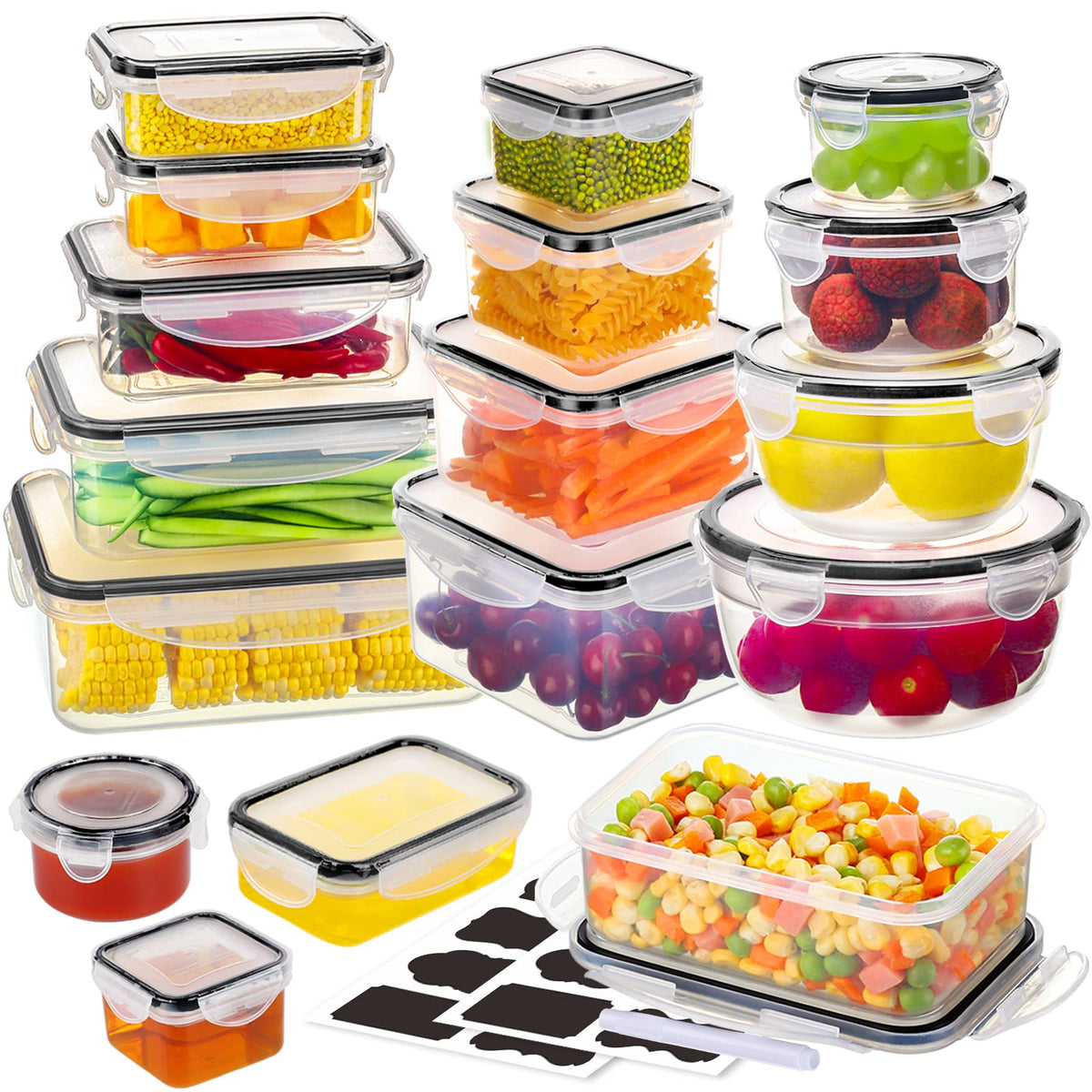 52 PCS Food Storage Containers with Lids Airtight (26 Lids & 26 Containers)