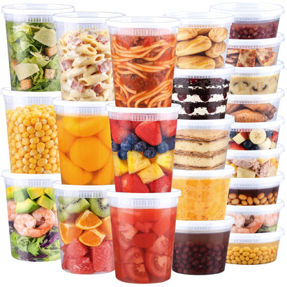 BYSNOW 60 Sets Deli Containers with Lids - 32/16/8 oz, 20 of Each Size