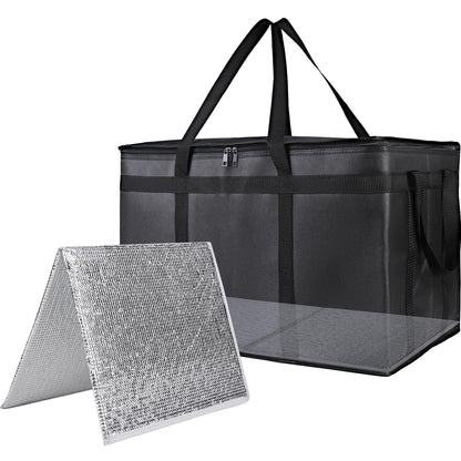 Bodaon Insulated Food Delivery Bag, XXXL Reusable Warming Bag, Black, 1Pk