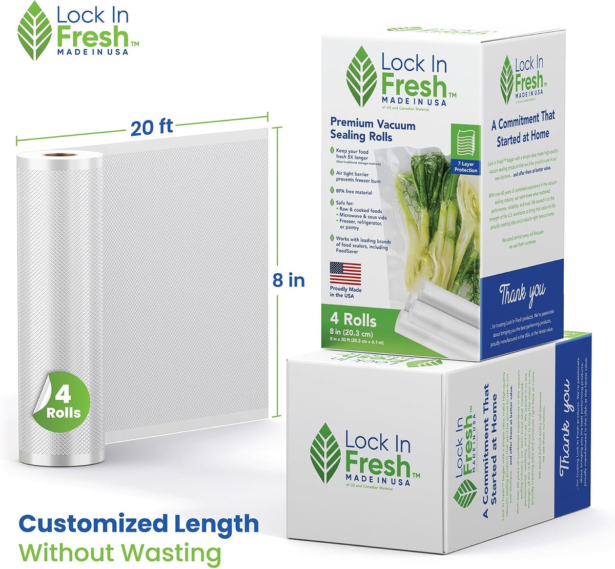 Vacuum Sealer Bags for Food, Heavy Duty Food Saver Bag Rolls