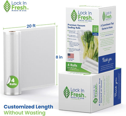Vacuum Sealer Bags for Food, Heavy Duty Food Saver Bag Rolls